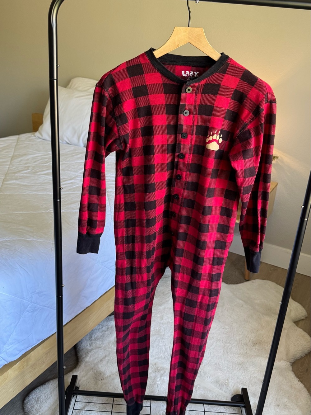 Lazy One Red and Black Buffalo Plaid One-Piece Pajama
